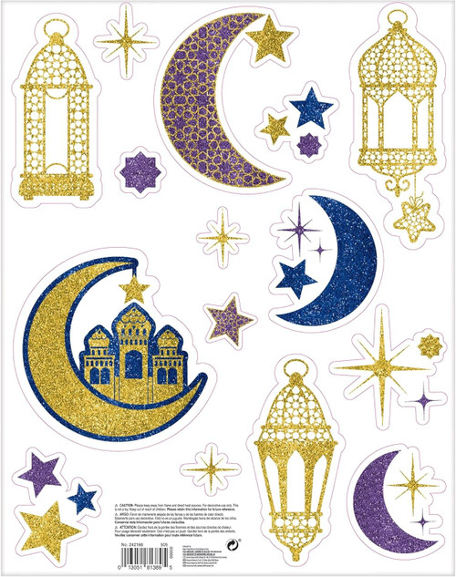 Eid Mubarak Celebration Ramadan Religious Theme Party Glitter Window Decoration