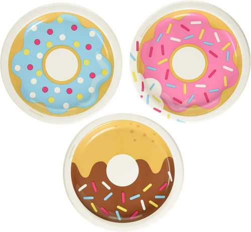 Donut Time Food Sweets Kitchen Kids Birthday Party 7" Paper Dessert Plates