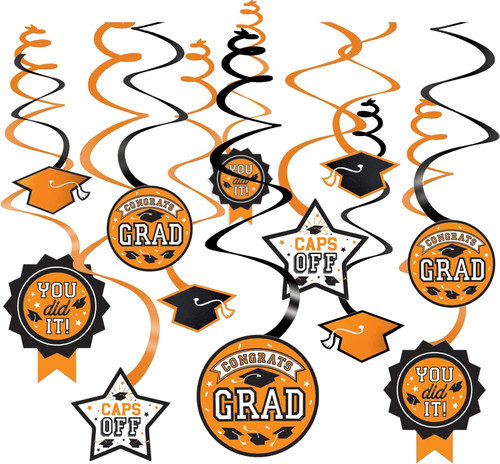Graduation School Theme Party Value Pack Hanging Swirl Decorations 8 COLORS