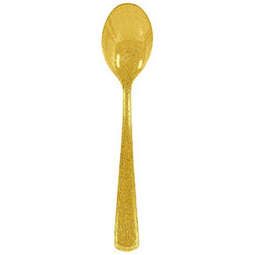Solid Color Birthday Wedding Theme Party Plastic Glitter Spoons 2 COLORS