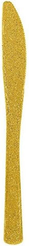 Solid Color Birthday Wedding Theme Party Plastic Glitter Knives 2 COLORS