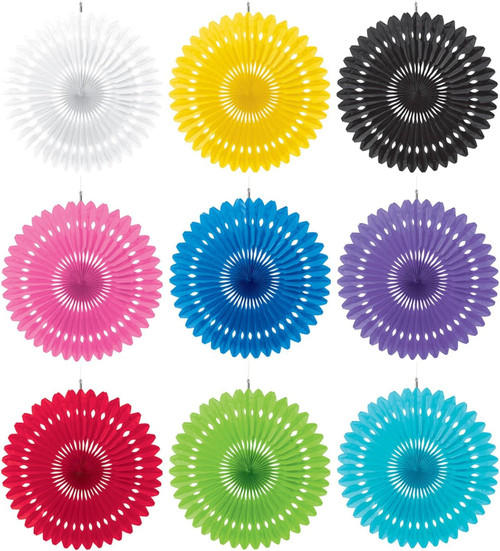 16" Tissue Fan Honeycomb Solid Color Party Round Hanging Decoration 4 COLORS