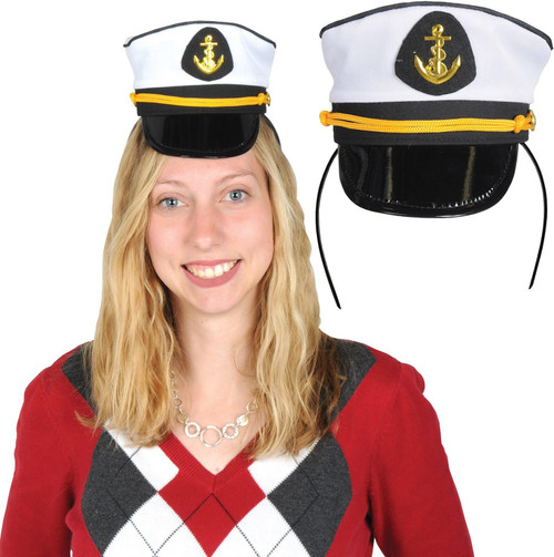 Yacht Captain Hat Boat Headband Fancy Dress Up Halloween Adult Costume Accessory