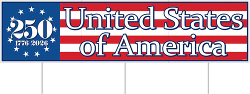 Semiquincentennial USA 250 Patriotic Party Decoration Plastic Jumbo Yard Sign