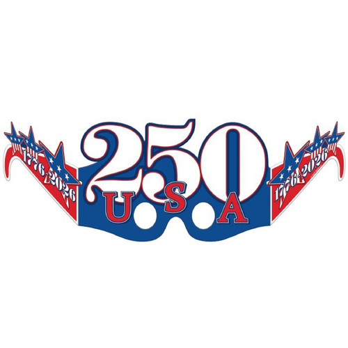 Semiquincentennial USA America 250 Patriotic Theme Party Favor Paper Eyeglasses