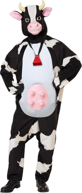 Moo-Larious Cow Deluxe Mascot Animal Farm Fancy Dress Up Halloween Adult Costume