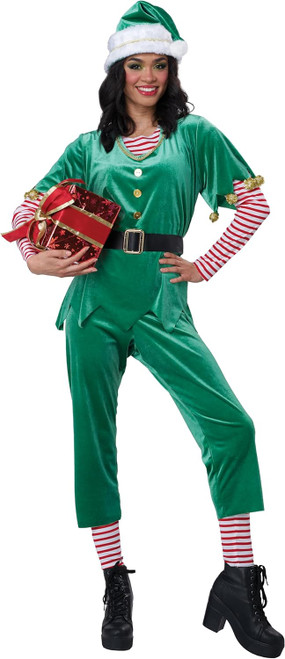 Joyful Elf Woman Christmas Santa's Helper Fancy Dress Up Halloween Adult Costume