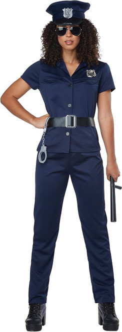 Police Woman Blue Officer Cop Uniform Fancy Dress Up Halloween Adult Costume