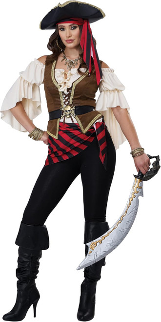 Renaissance Pirate Beauty Caribbean Wench Fancy Dress Up Halloween Adult Costume