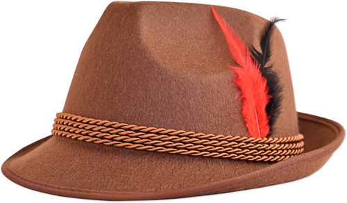Brown Alpine Hat Oktoberfest Fancy Dress Up Halloween Adult Costume Accessory