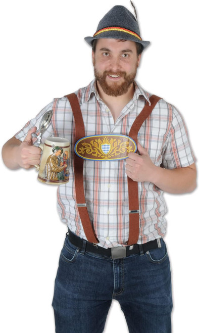 Bavarian Suspenders Oktoberfest Fancy Dress Up Halloween Adult Costume Accessory