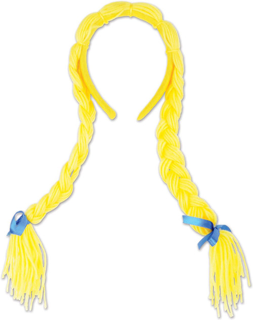 Fraulein Pigtail Braids Headband Fancy Dress Halloween Adult Costume Accessory