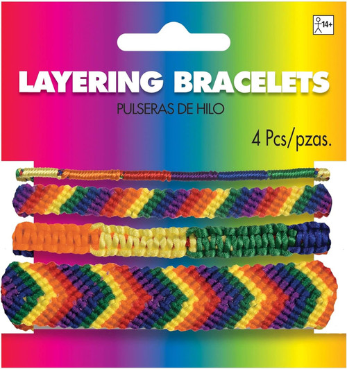 Rainbow Gay Pride Love is Love Birthday Theme Party Favor Layered Bracelets