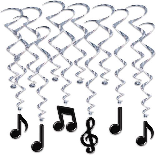 Musical Notes 50's Decades Music Theme Party Hanging Decoration Whirls 2 COLORS