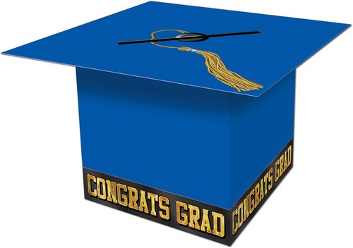 Graduation Cap Party Centerpiece Table Decoration 8.5" Paper Card Box 4 COLORS