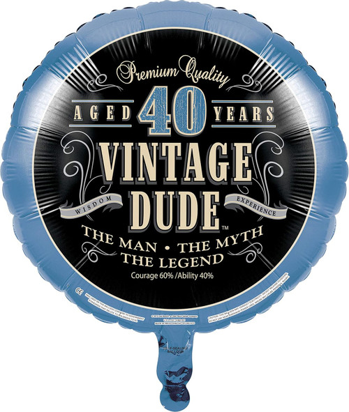 Vintage Dude Over the Hill Birthday Party Decoration 18" Mylar Balloon 40TH