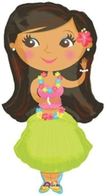 Hula Dancer Summer Luau Theme Party Decoration 35" SuperShape Mylar Balloon