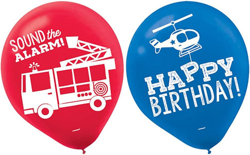 First Responders Firefighter Fire Kids Birthday Party Decoration Latex Balloons