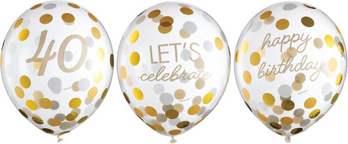 Golden Age Over the Hill 40th Birthday Party Decoration Confetti Latex Balloons