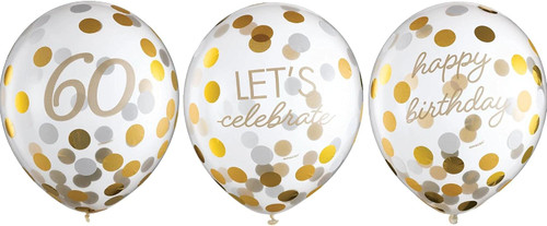 Golden Age Over the Hill 60th Birthday Party Decoration Confetti Latex Balloons