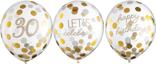 Golden Age Over the Hill 30th Birthday Party Decoration Confetti Latex Balloons