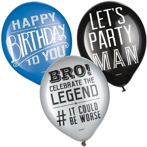 Happy Birthday Man Blue Black Adult Birthday Party Decoration Latex Balloons