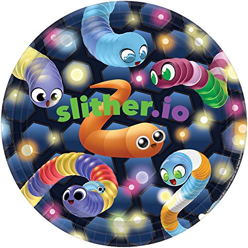 Slither.io Slither Snake Video Game Kids Birthday Party 9" Paper Dinner Plates