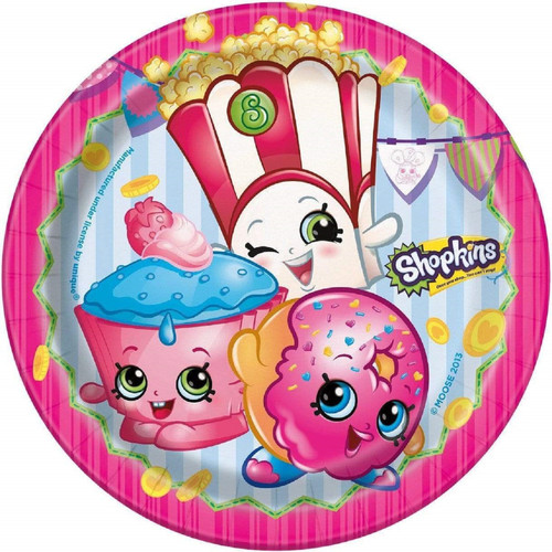 Shopkins Moose Toys Pink Cute Kids Birthday Party 7" Paper Dessert Plates