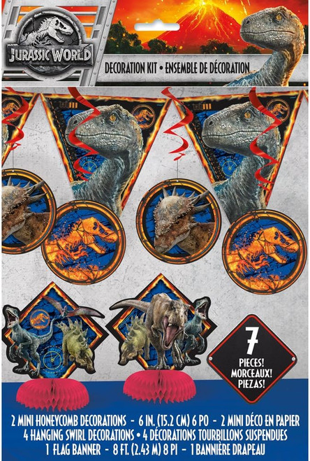 Jurassic World 2 Park Dinosaur Movie Kids Birthday Party 7 pc. Decoration Kit