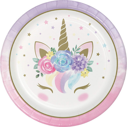 Unicorn Baby Shower Fantasy Animal Kids Birthday Party 9" Paper Dinner Plates