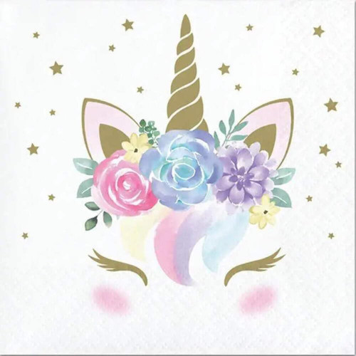 Unicorn Baby Shower Fantasy Animal Kids Birthday Party Paper Beverage Napkins