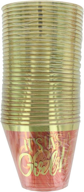 Oh Baby Girl Pink Cute Baby Shower Party Cups 9 oz. Plastic Tumblers