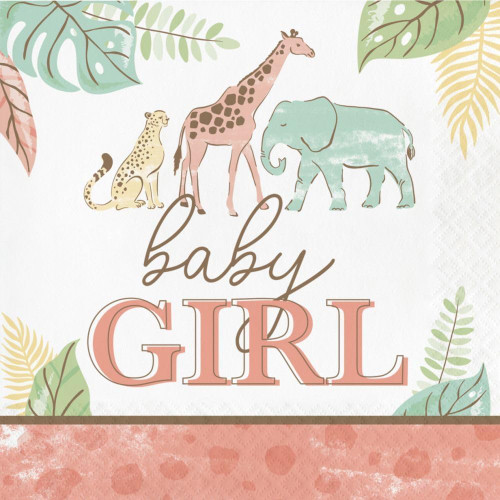 Safari Baby Pastel Jungle Animal Baby Shower Party Paper Luncheon Napkins GIRL