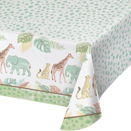 Safari Baby Pastel Jungle Animal Baby Shower Party Decoration Paper Tablecover