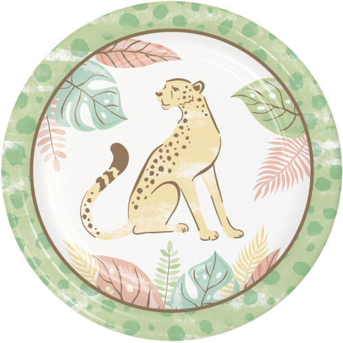 Safari Baby Pastel Jungle Animal Kids Baby Shower Party 7" Paper Dessert Plates