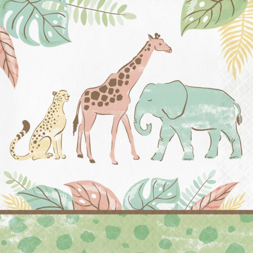 Safari Baby Pastel Jungle Animal Kids Baby Shower Party Paper Luncheon Napkins