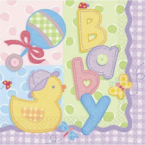 Hugs & Stitches Purple Cute Kids Baby Shower Party Paper Luncheon Napkins