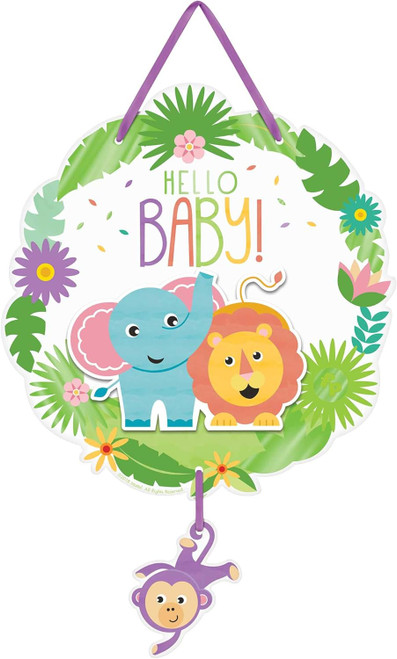 Fisher Price Hello Baby Shower Toy Party Decoration Cardboard Hanging Sign