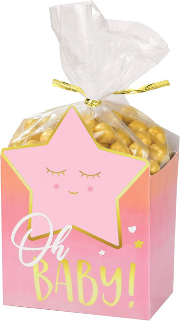 Oh Baby Girl Pink Cute Baby Shower Party Favor Box Kit Bags Sacks