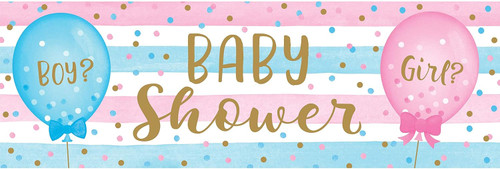 Gender Reveal Balloons Pink Blue Baby Shower Party Decoration Plastic Banner