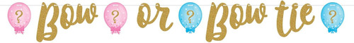 Gender Reveal Balloons Pink Blue Baby Shower Party Decoration Ribbon Banner