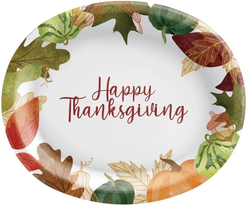 Changing Seasons Fall Autumn Thanksgiving Party 12" x 10" Oval Banquet Plates