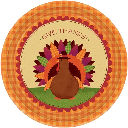 Turkey Dinner Fall Autumn Thanksgiving Holiday Party 10.5" Paper Banquet Plates