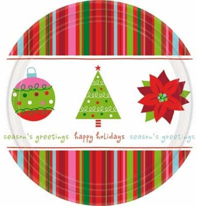 Holiday Buzz Winter Christmas Holiday Party 18 ct. 9" Paper Dinner Plates ICONS