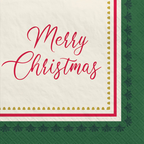 Elegant Evergreen Christmas Tree Holiday Party 40 ct. Paper Beverage Napkins
