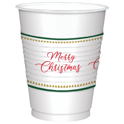 Elegant Evergreen Christmas Tree Holiday Party 25 ct. 18 oz. Plastic Cups