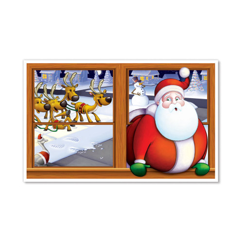 Santa Window Christmas Holiday Party Decoration Backdrop Insta-Theme Props
