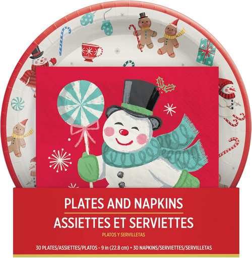 Peppermint Twist Christmas Party 30 ct. Paper Dinner Plates & Luncheon Napkins