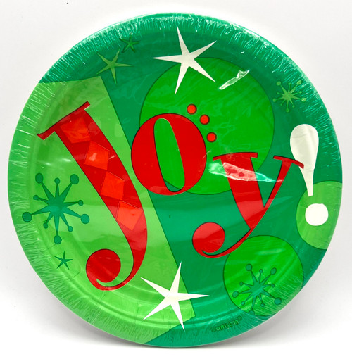 Merry Messages Red Green Winter Christmas Holiday Party 7" Paper Dessert Plates