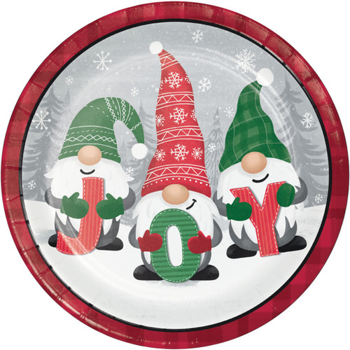 Holiday Gnomes Cute Winter Christmas Holiday Party 9" Paper Dinner Plates